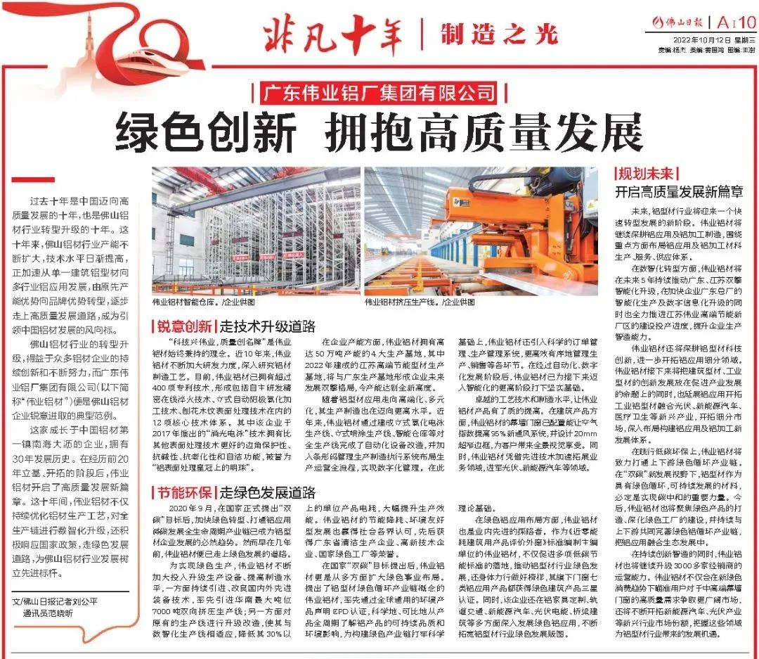 BBIN宝盈集团铝材：绿色创新，拥抱高质量发展 | 佛山日报专题报路